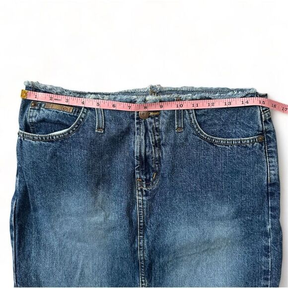 Lei 90s y2k Distressed Denim Slit Maxi Pencil Skirt Cut Off Hem | Size Juniors 5 - Picture 5 of 9